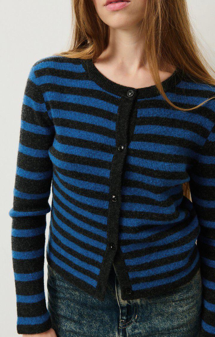 American Vintage Gilet Femme Raxow - CHARBON RAYE OLYMPIADE CHINE 56 Manches Longues Bleu - H24