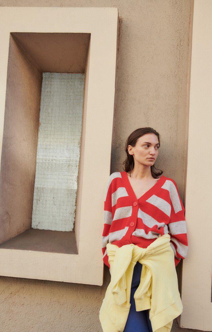 american vintage Gilet femme Raxow - GRIS CHINE RAYE FRAISE 53 Manches longues Gris - E25