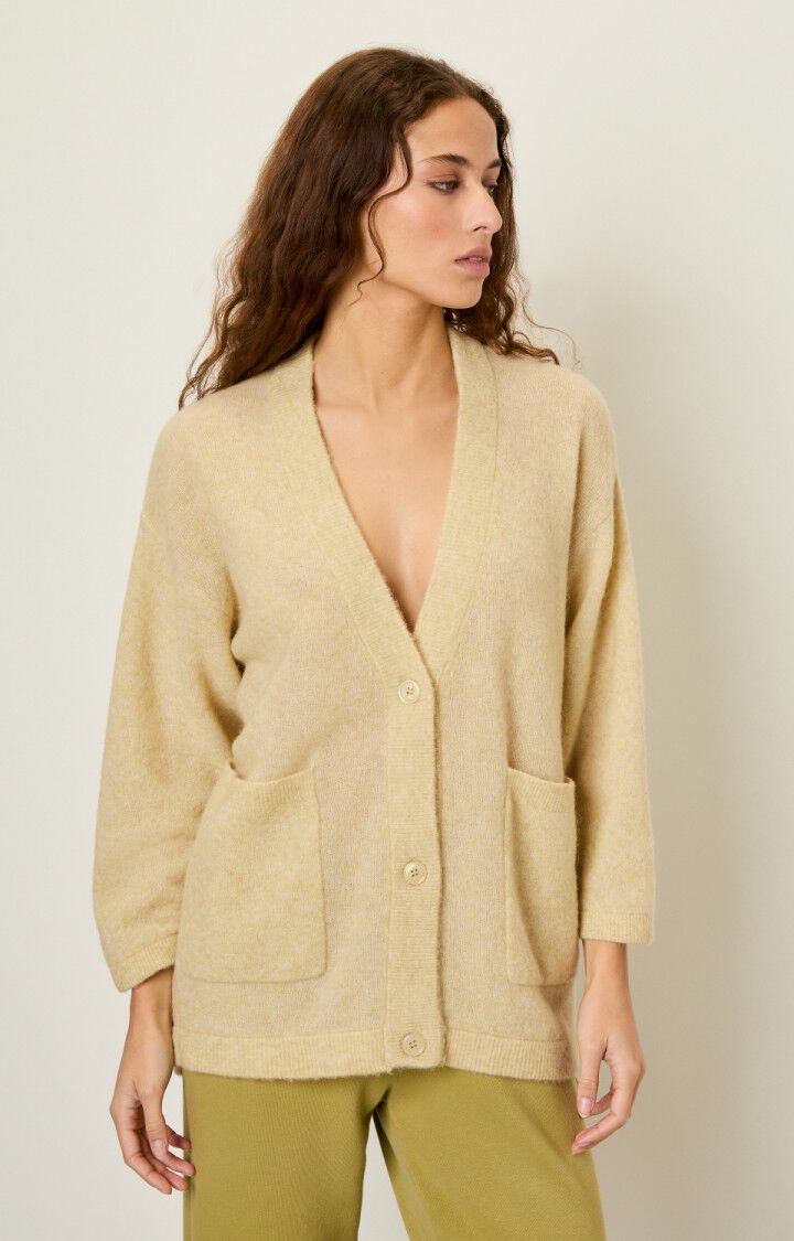 american vintage Gilet femme Razpark - ORGEAT CHINE 40 Manches longues Beige - H22