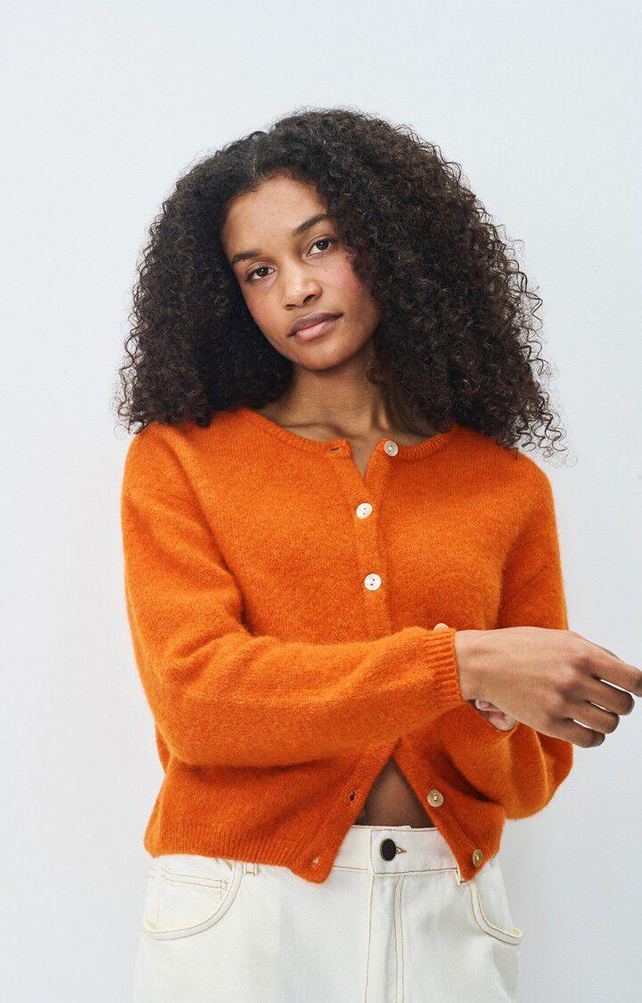 american vintage Gilet femme Vitow - BRIQUE CHINE 50 Manches longues Rouge - E25