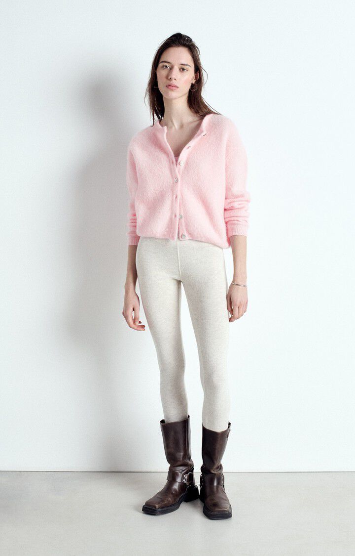 American Vintage Gilet Femme Vitow - DRAGEE CHINE 50 Manches Longues Rose - E25