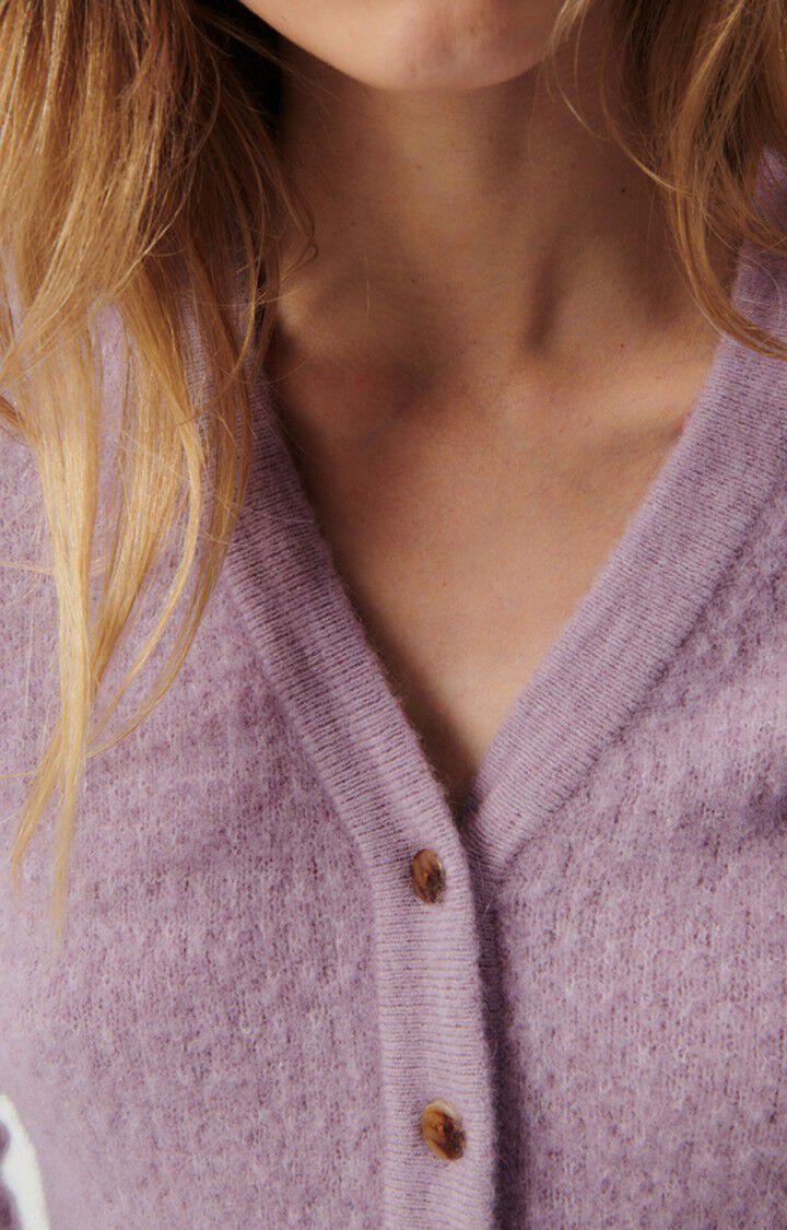 American Vintage Gilet Femme Vitow - LILAS MULTICHINE 64 Manches Longues Rose - E23