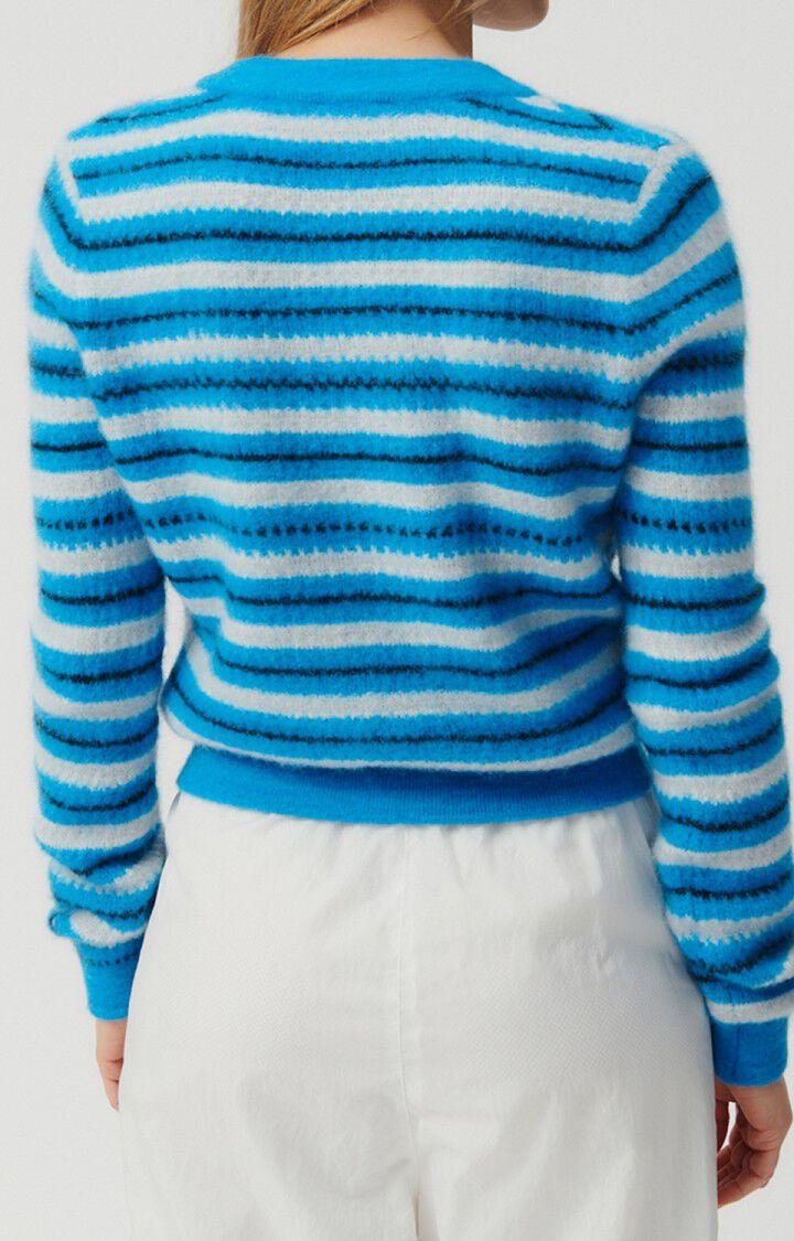 American Vintage Gilet Femme Vitow - RAYURES SPORT 64 Manches Longues Bleu - E23
