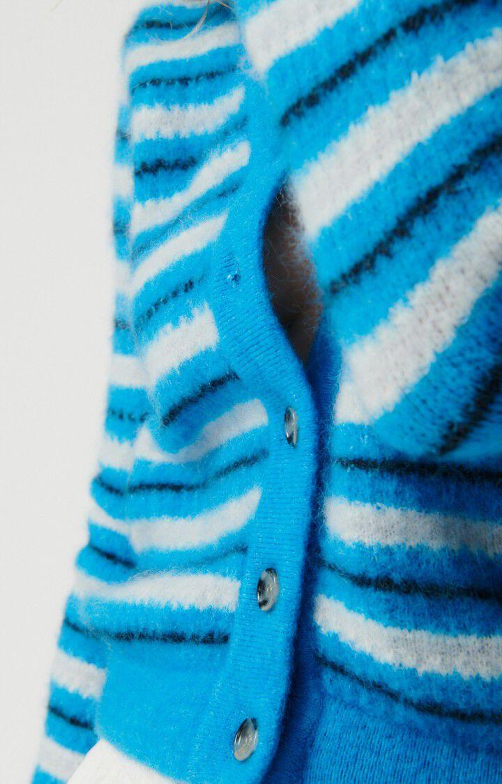 American Vintage Gilet Femme Vitow - RAYURES SPORT 64 Manches Longues Bleu - E23