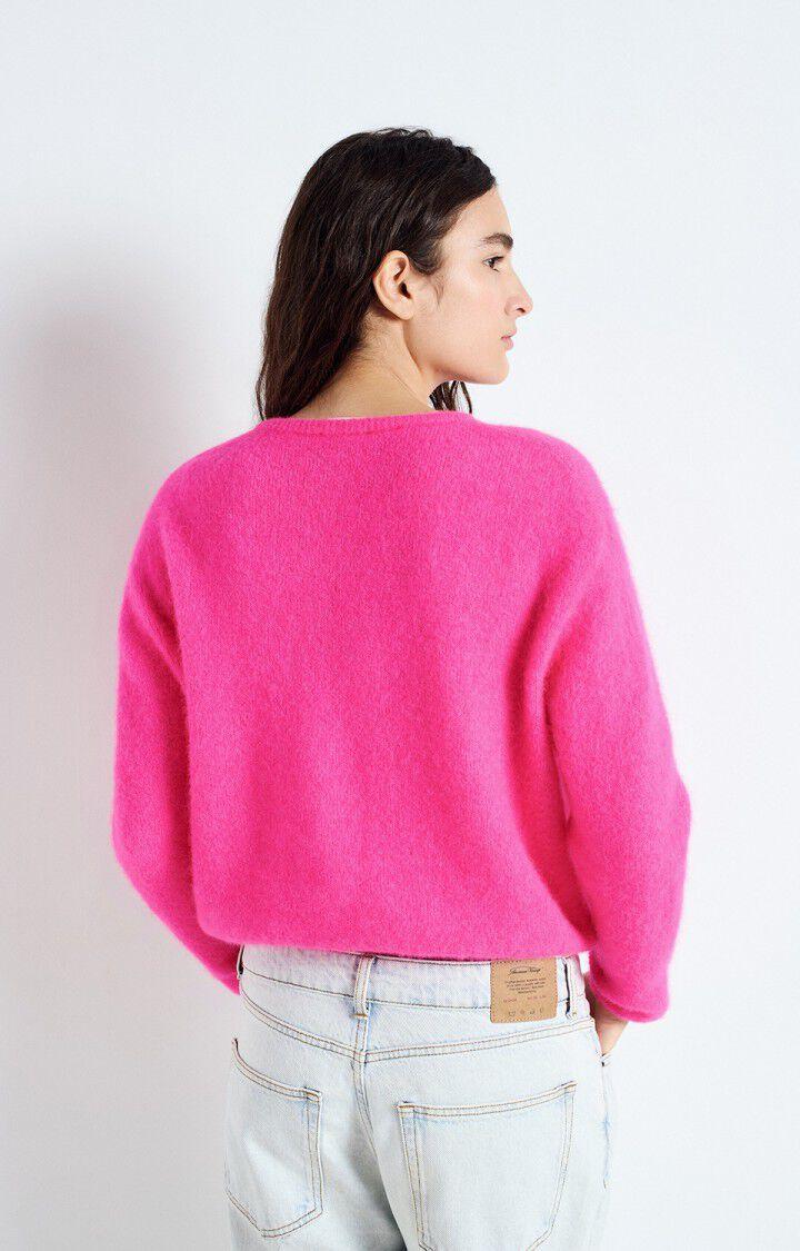 American Vintage Gilet Femme Vitow - ROSE FLUO CHINE 50 Manches Longues Rose - E25