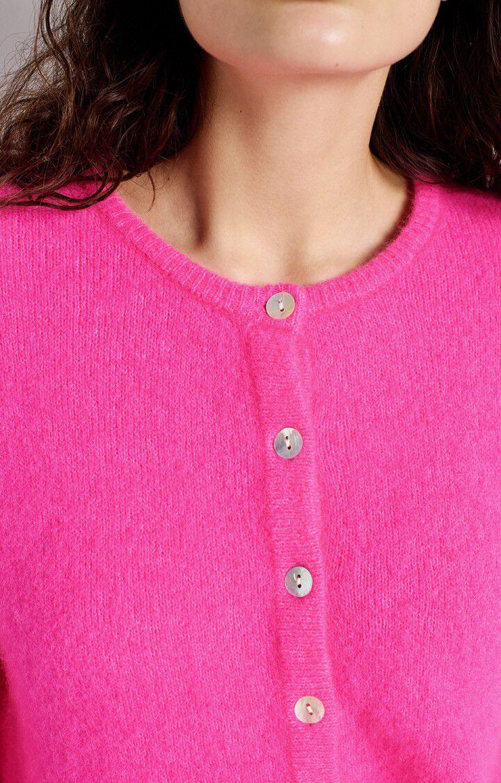 American Vintage Gilet Femme Vitow - ROSE FLUO CHINE 50 Manches Longues Rose - E25