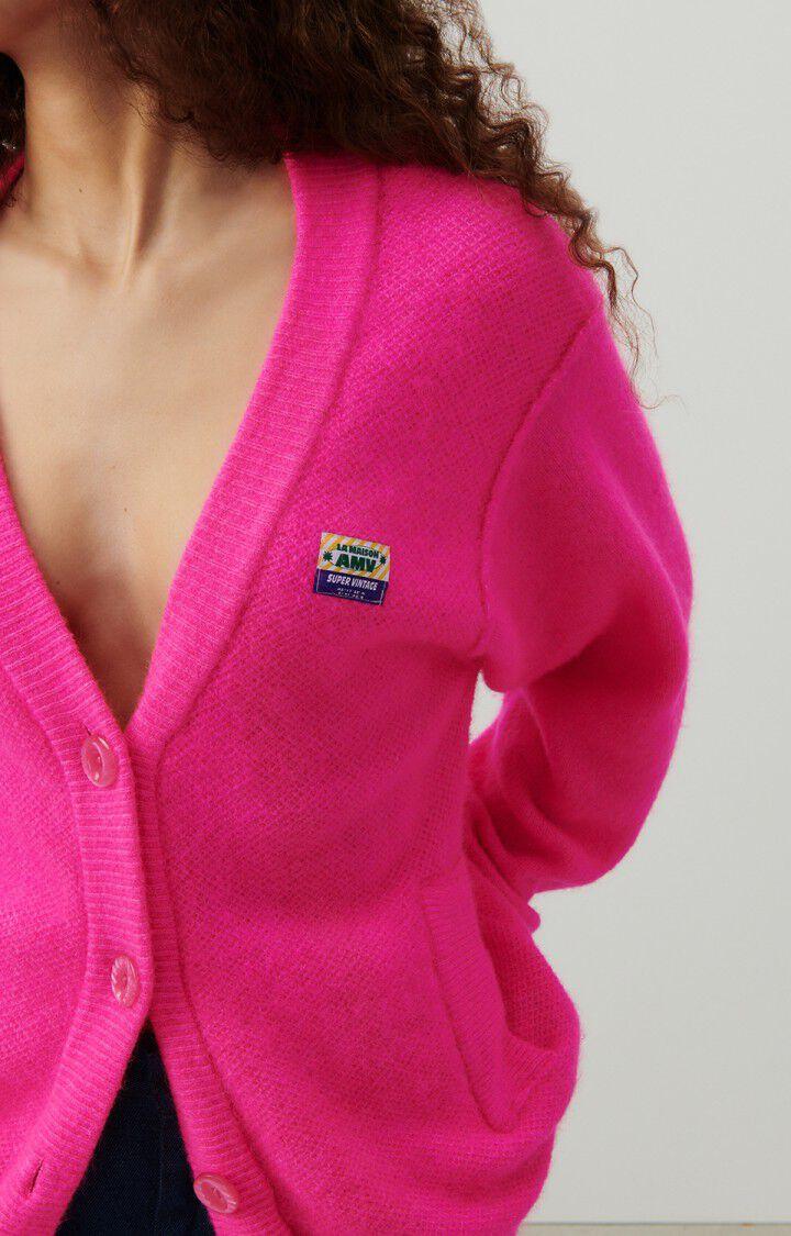 American Vintage Gilet Femme Vitow - ROSE FLUO CHINE 56 Manches Longues Rose - E24