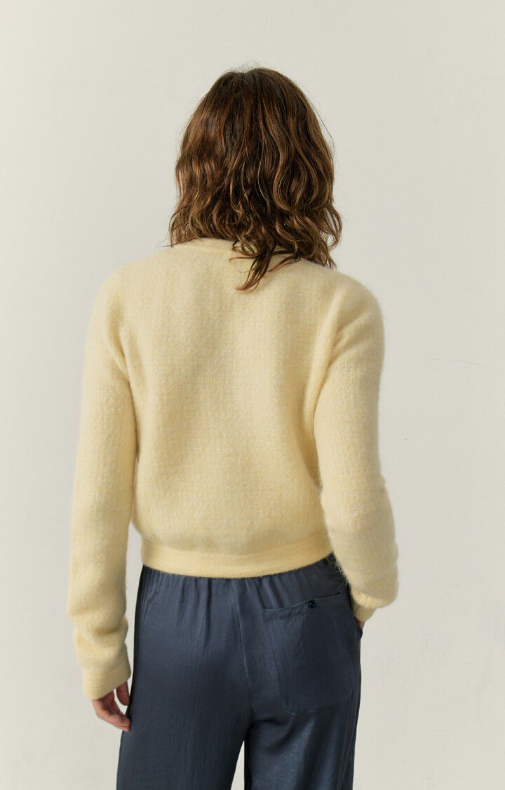 American Vintage Gilet Femme Vitow - VANILLE 64 Manches Longues Jaune - E23