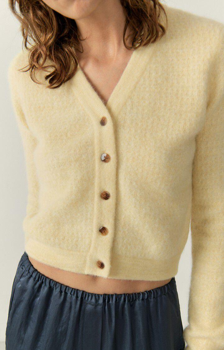 American Vintage Gilet Femme Vitow - VANILLE 64 Manches Longues Jaune - E23