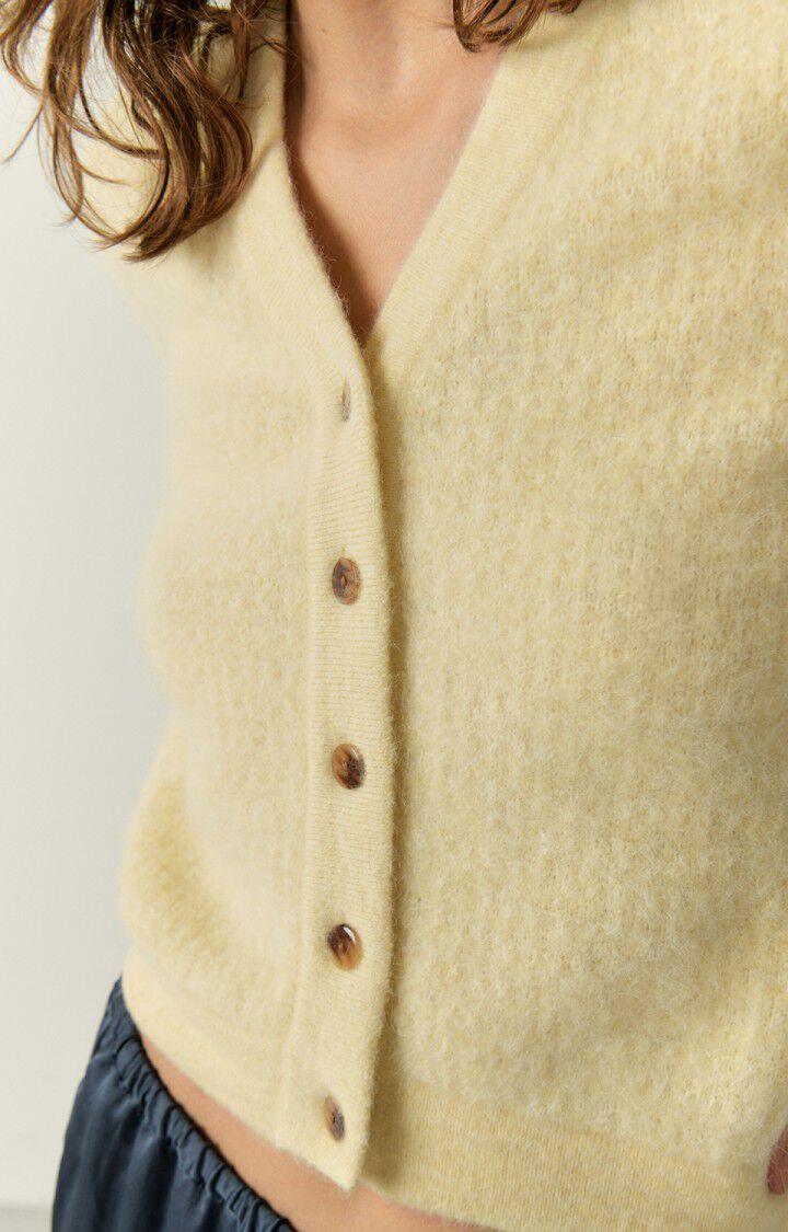 American Vintage Gilet Femme Vitow - VANILLE 64 Manches Longues Jaune - E23