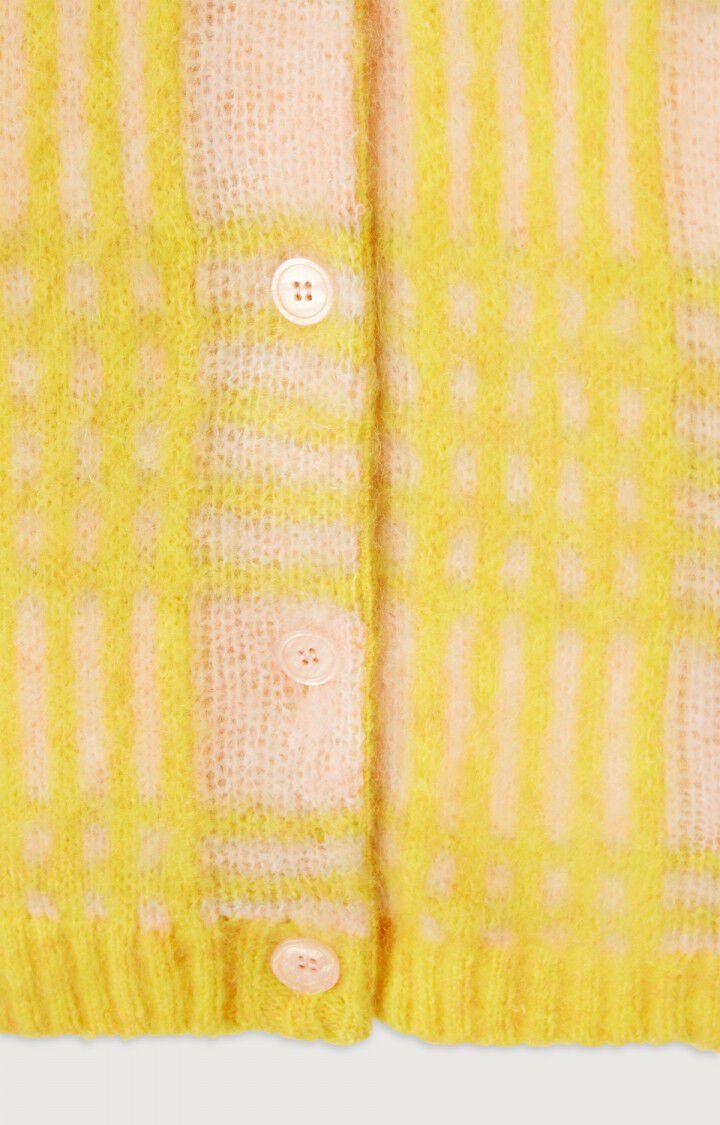 American Vintage Gilet Femme Yanbay - SORBET POUSSIN JACQUARD CHINE Manches Longues Jaune - H22B