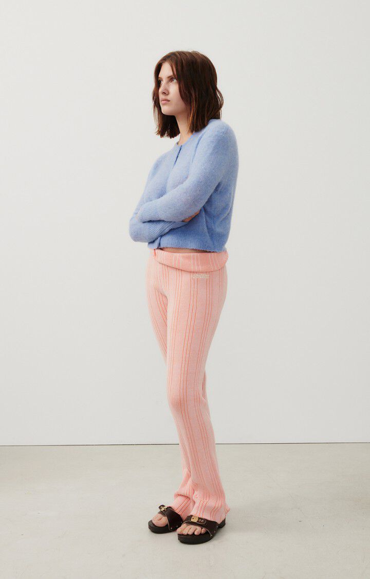 American Vintage Gilet Femme Zakday - OURAGAN CHINE 56 Manches Longues Bleu - E24