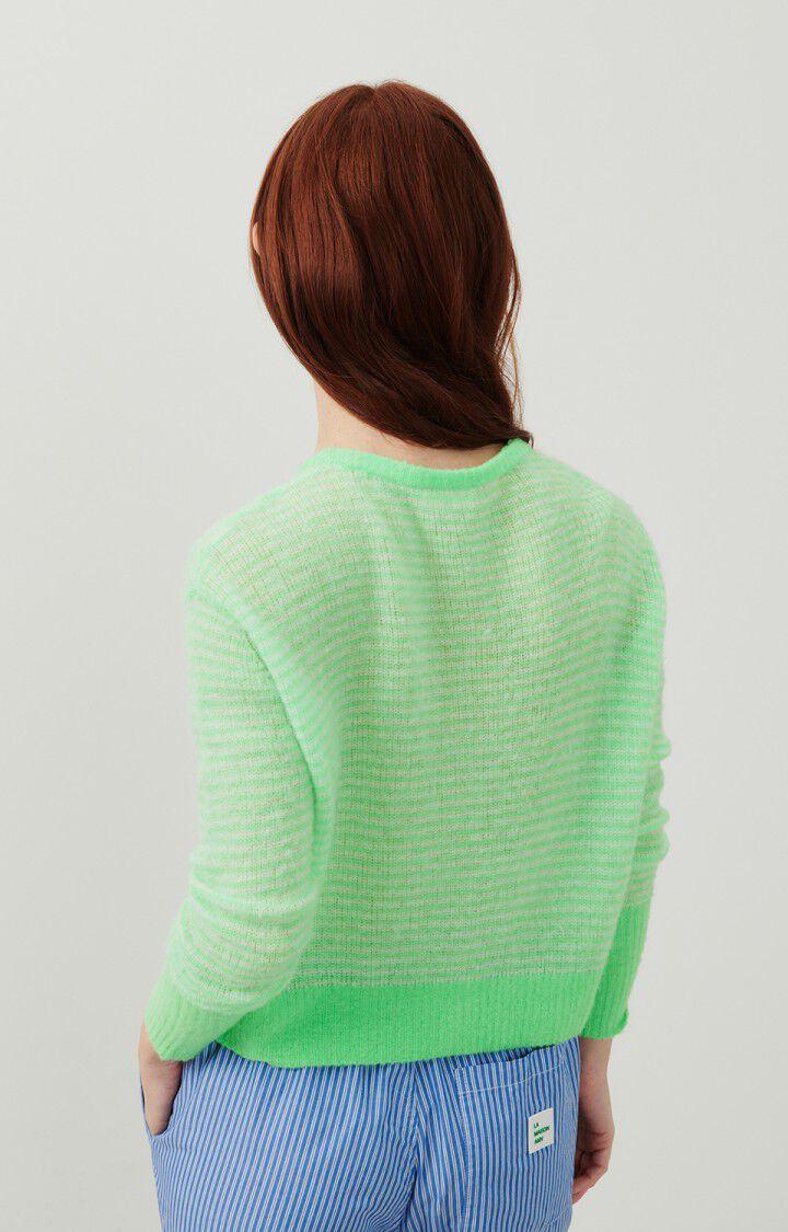 American Vintage Gilet Femme Zakday - RAYURES GRIS CHINE ABSINTHE 56 Manches Longues Vert - E24