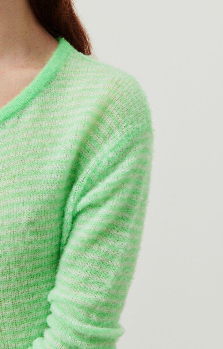 American Vintage Gilet Femme Zakday - RAYURES GRIS CHINE ABSINTHE 56 Manches Longues Vert - E24