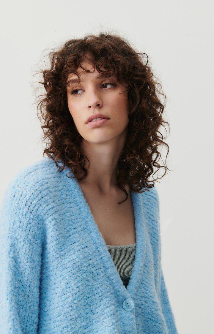 American Vintage Gilet Femme Zolly - CASCADE CHINE 66 Manches Longues Bleu - E24