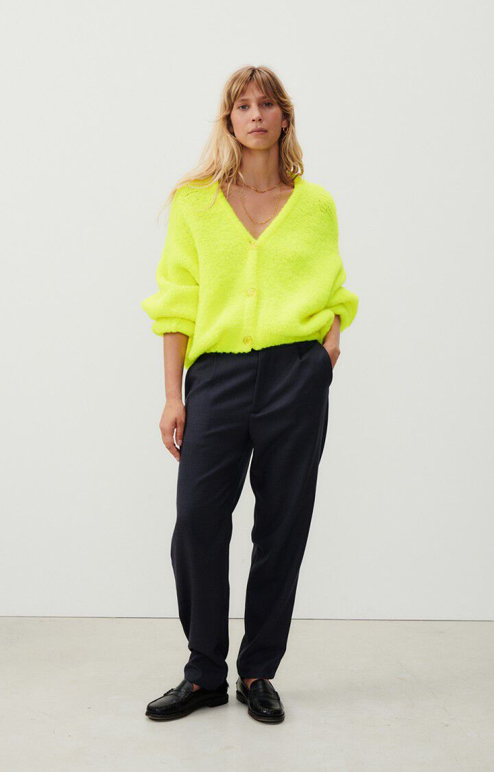 American Vintage Gilet Femme Zolly - JAUNE FLUO 66 Manches Longues Jaune - E24