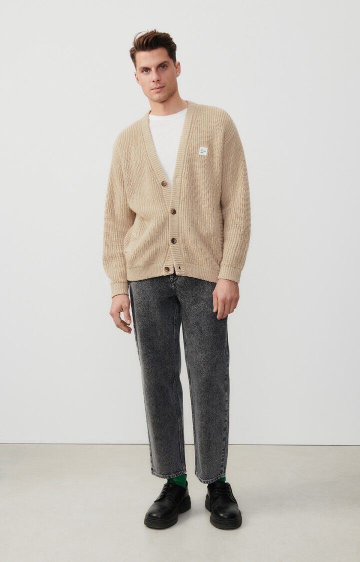 american vintage Gilet homme Crashway - LIN CHINE 55 Manches longues Beige - E24