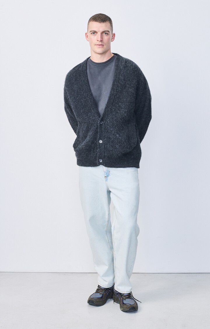 American Vintage Gilet Homme East - ANTHRACITE CHINE 56 Manches Longues Gris - H24