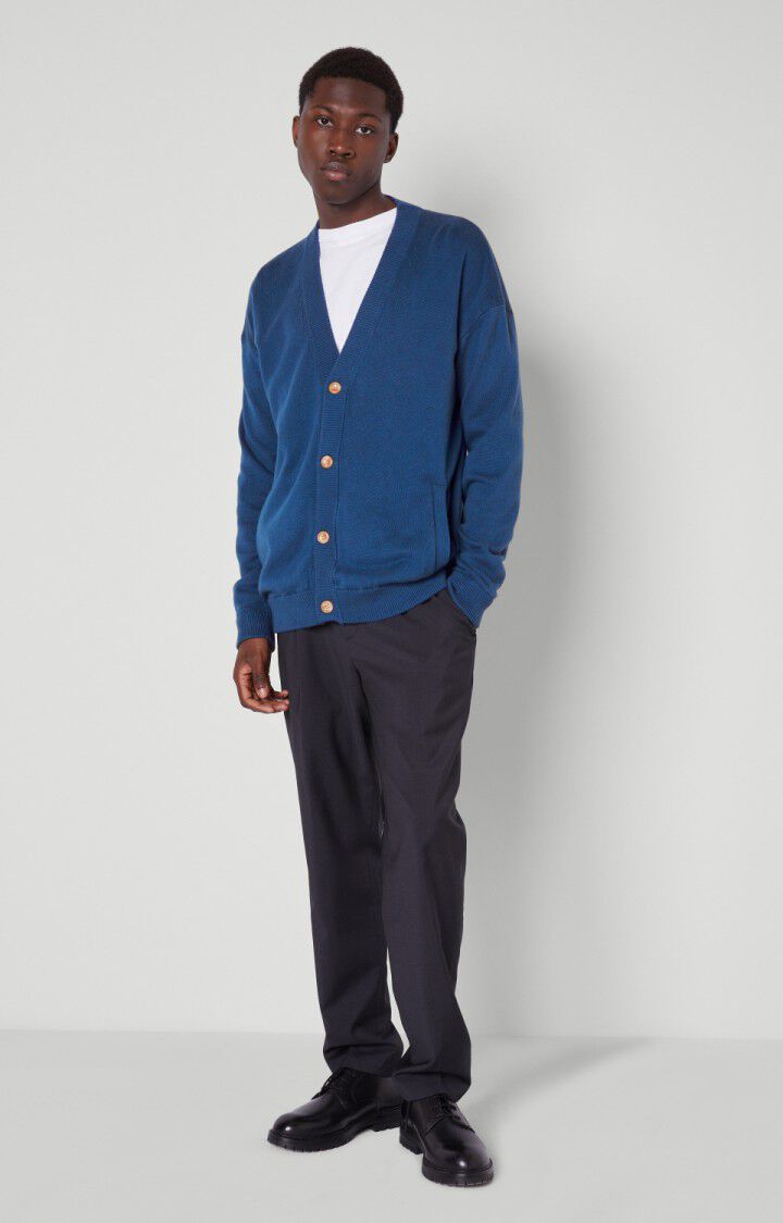 American Vintage Gilet Homme Kezistreet - INDIGO Manches Longues Bleu - E21