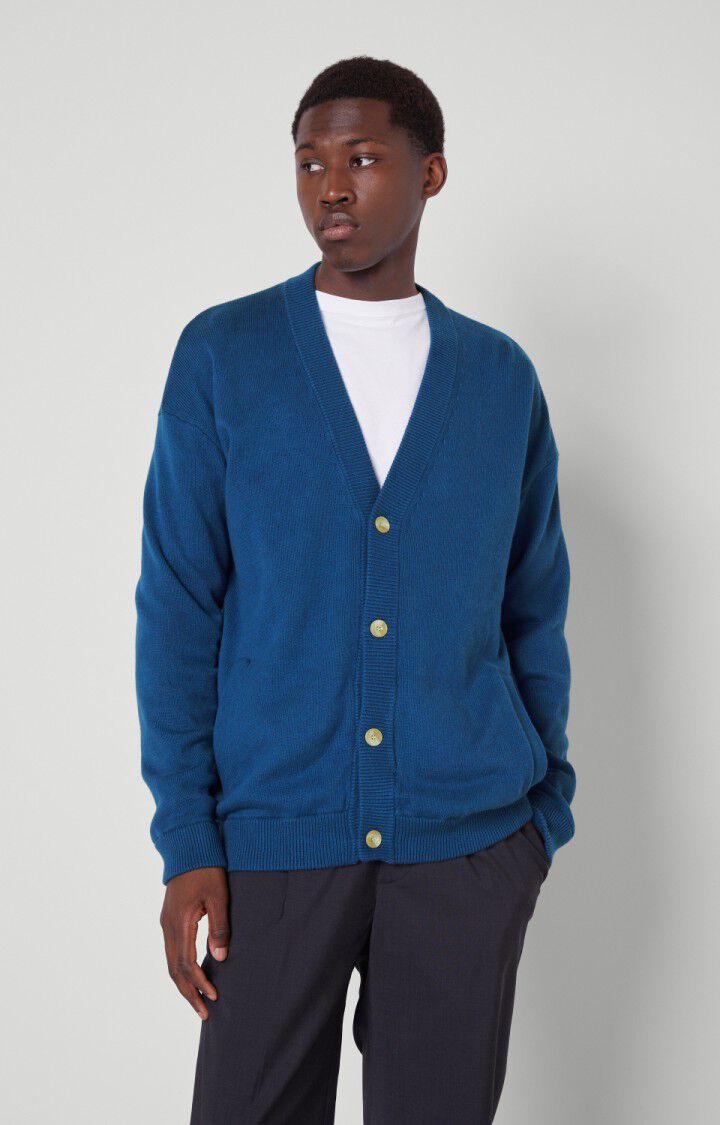 american vintage Gilet homme Kezistreet - INDIGO Manches longues Bleu - E21