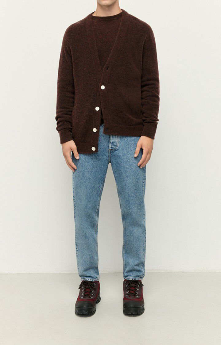 American Vintage Gilet Homme Razpark - CHATAIGNE CHINE Manches Longues Marron - H22