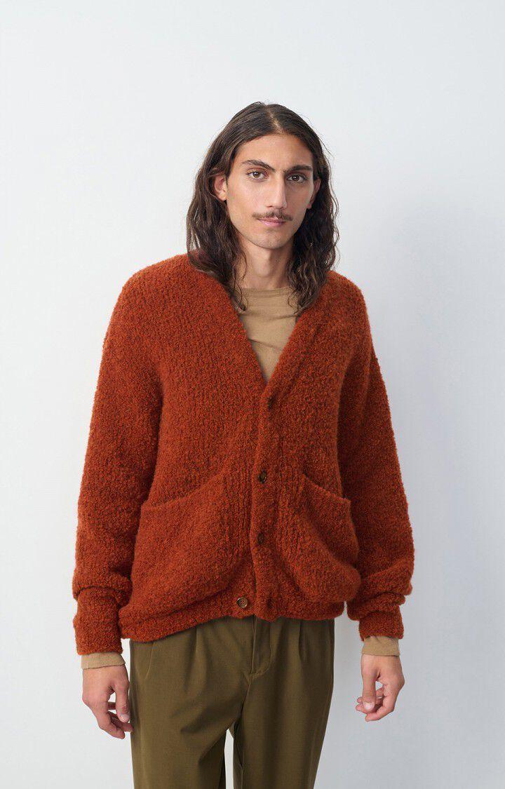 american vintage Gilet homme Zolly - BRIQUE CHINE 56 Manches longues Rouge - H24