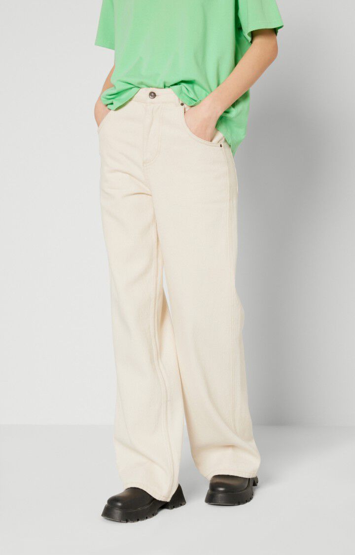 american vintage Jean big droit femme Tineborow - ECRU Beige - E23