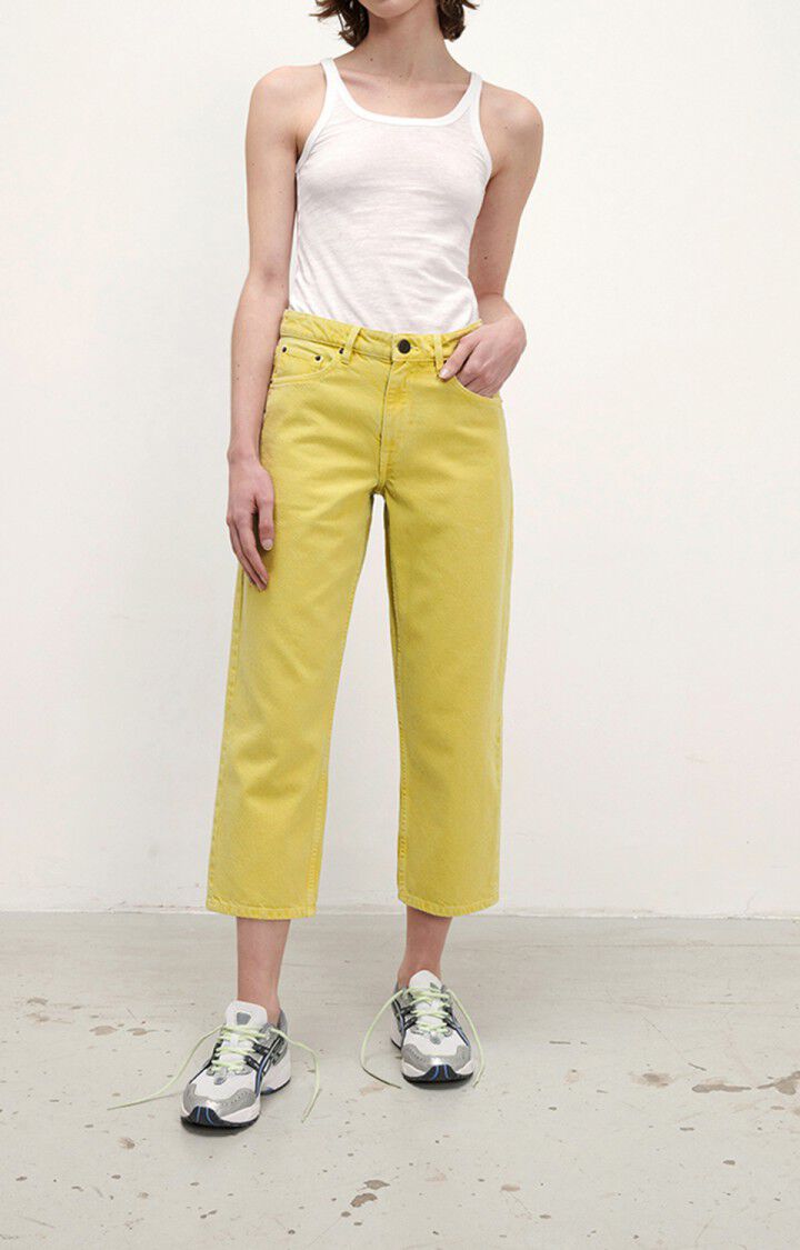 american vintage Jean droit cropped femme Datcity - BLE VINTAGE Jaune - E22
