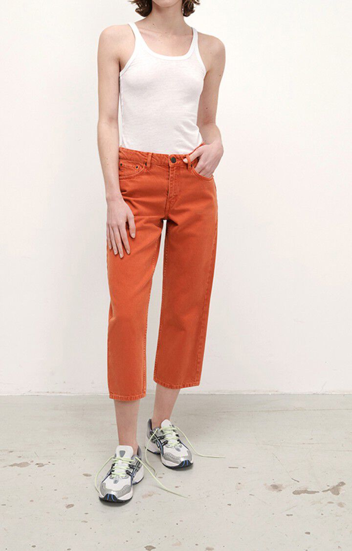 american vintage Jean droit cropped femme Datcity - TUILE VINTAGE Orange - E22