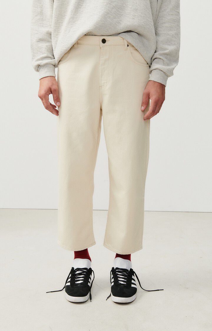 american vintage Jean droit cropped homme Datcity - ECRU Beige - E24
