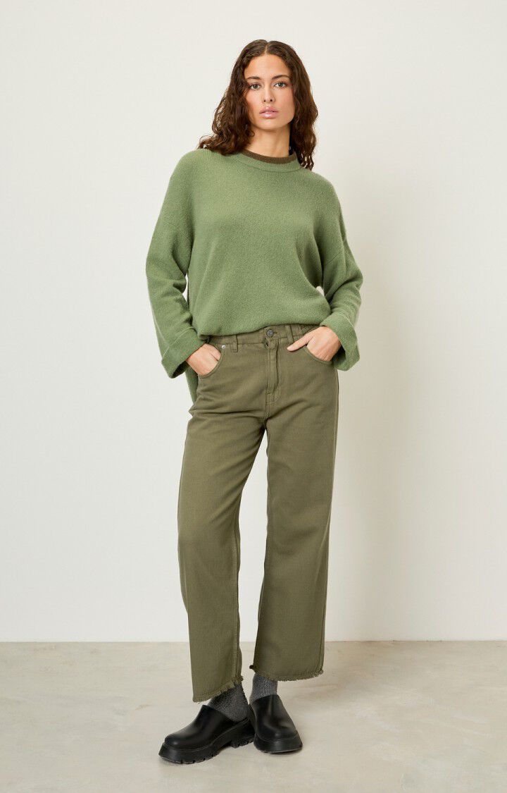 American Vintage Jean Droit Femme Tineborow - TAPENADE Vert - E21