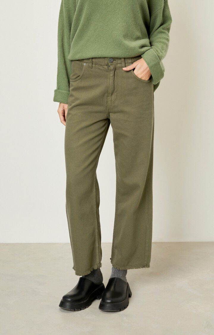 american vintage Jean droit femme Tineborow - TAPENADE Vert - E21