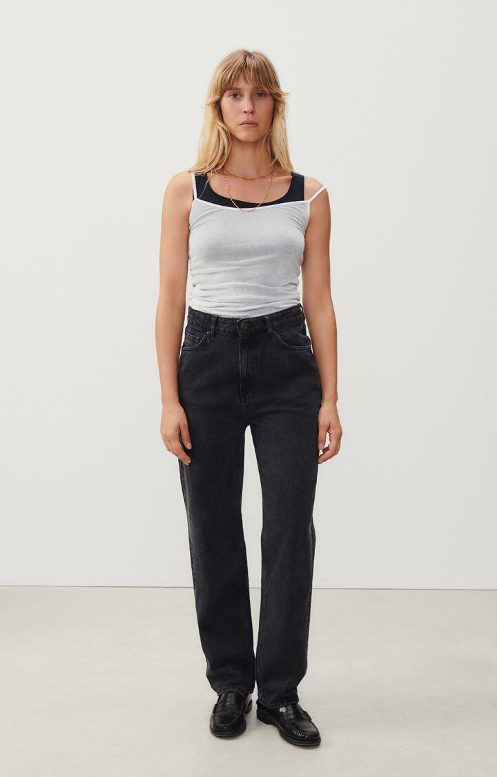 American Vintage Jean Droit Long Femme Yopday - BLACK POIVRE ET SEL Noir - H23