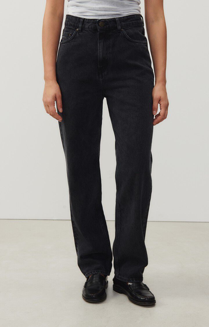 american vintage Jean droit long femme Yopday - BLACK POIVRE ET SEL Noir - H23
