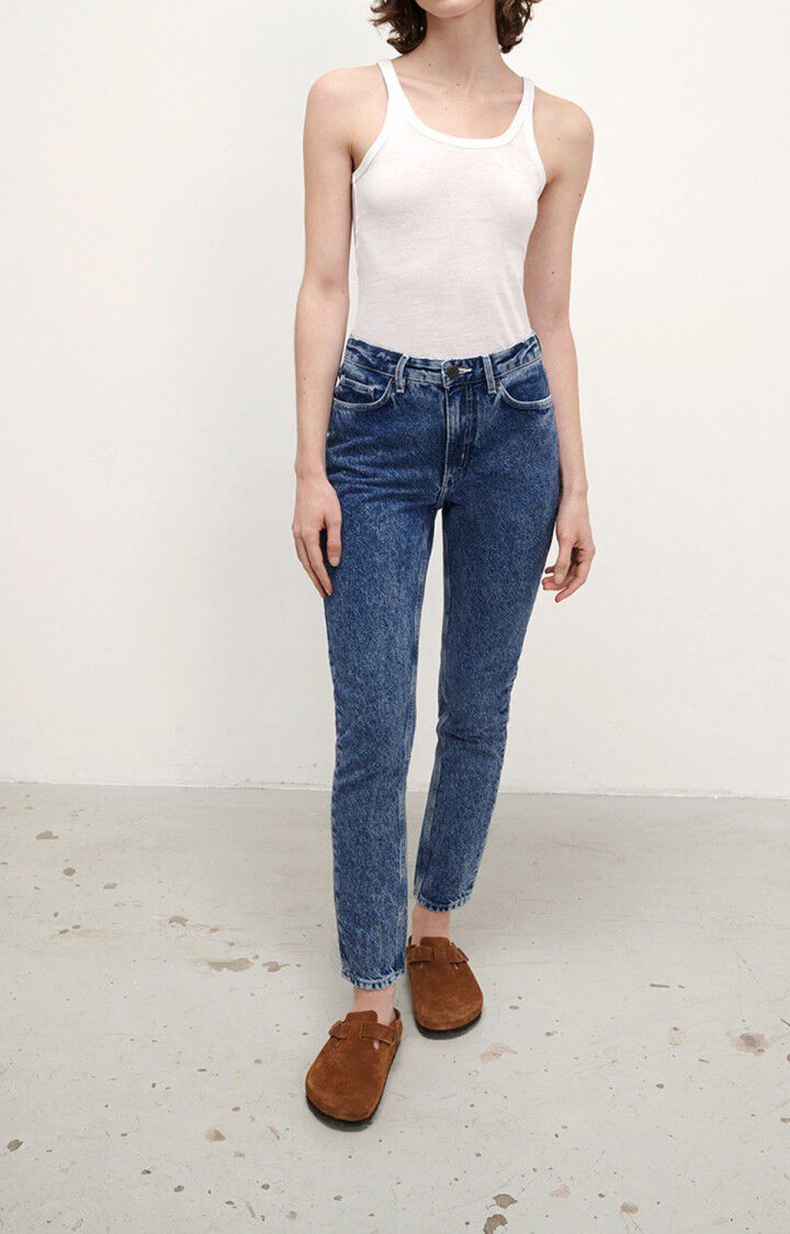 american vintage Jean fitté femme Wipy - STONE POIVRE ET SEL Bleu - E22