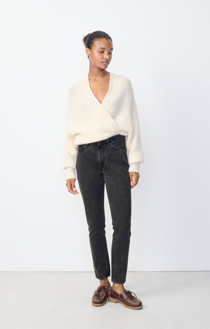 American Vintage Jean Fitté Femme Yopday - BLACK POIVRE ET SEL Noir - E25