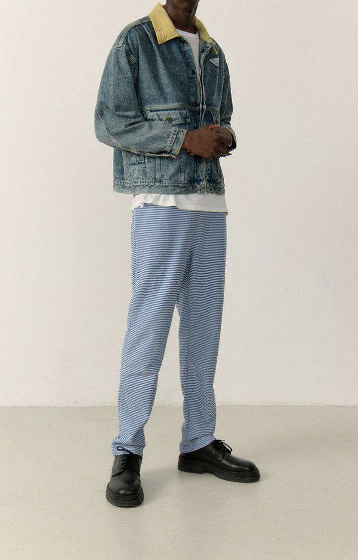 American Vintage Jogging Homme Bobypark - RAYURES BLEUES ET GRISES Bleu - E23