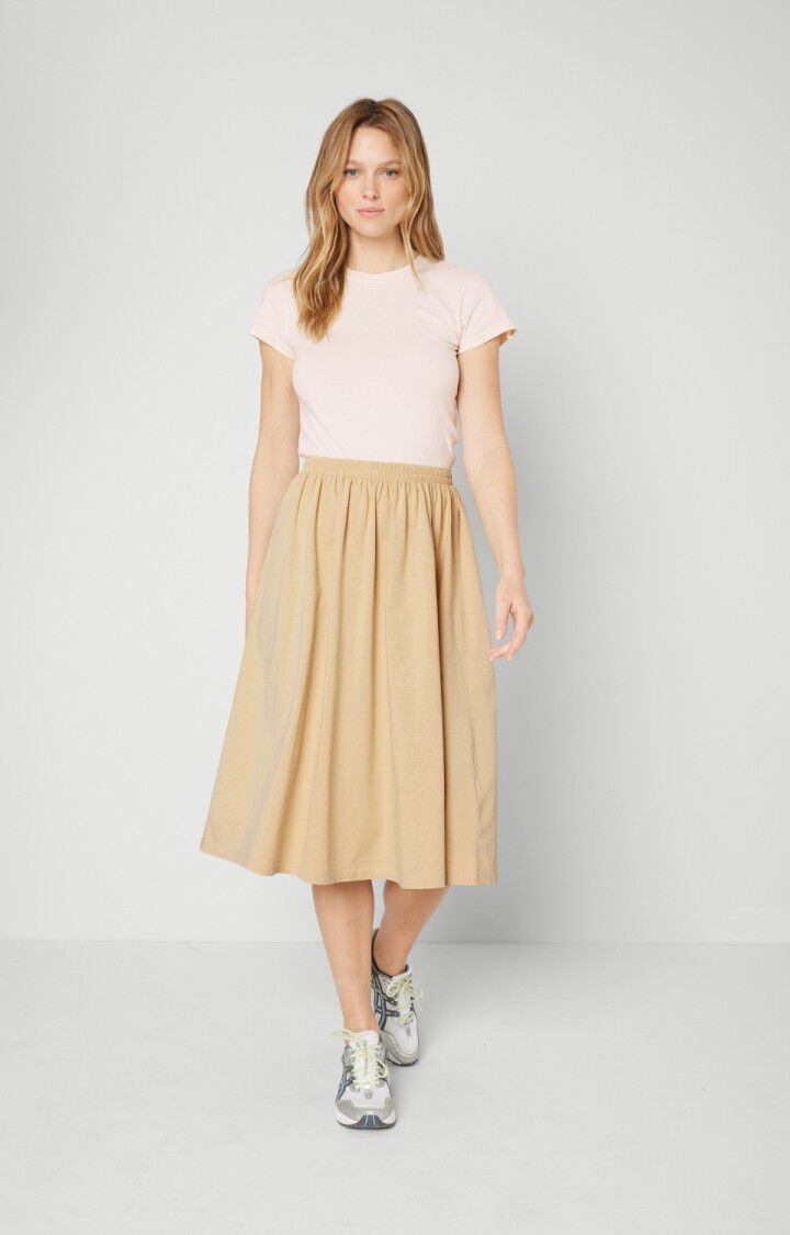 American Vintage Jupe Femme Fizvalley - CEREALE VINTAGE Midi Beige - E22