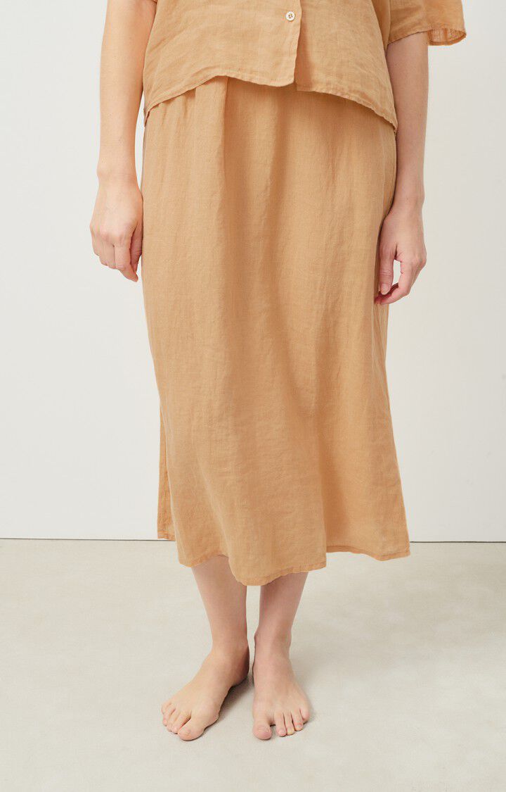 american vintage Jupe femme Ivybo - NOISETTE Midi Marron - E23