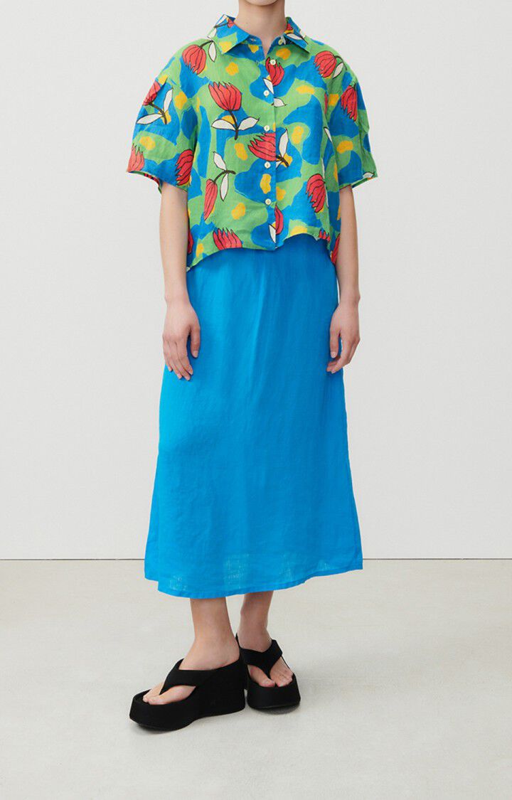 American Vintage Jupe Femme Ivybo - TROPICO Midi Bleu - E23
