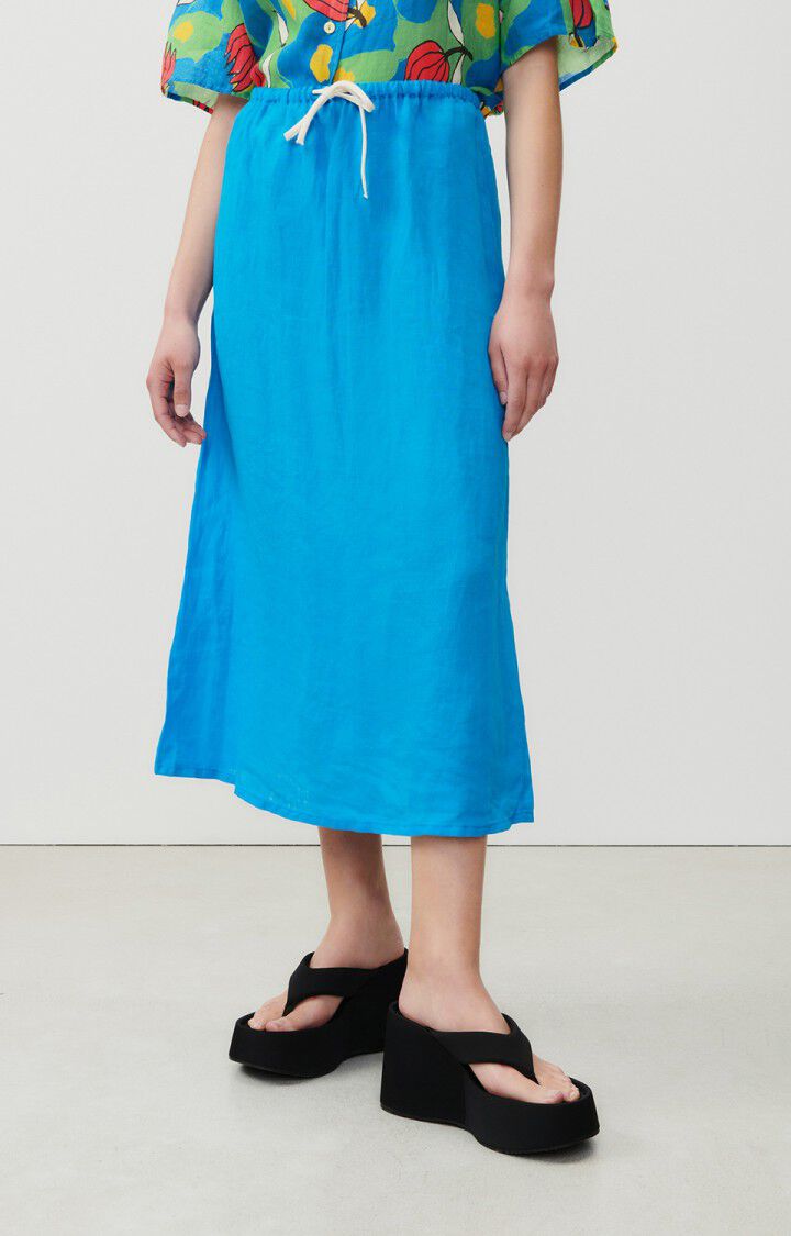 american vintage Jupe femme Ivybo - TROPICO Midi Bleu - E23
