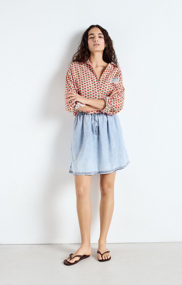 American Vintage Jupe Femme Paybou - BLUE SNOW Patineuse Bleu - E25