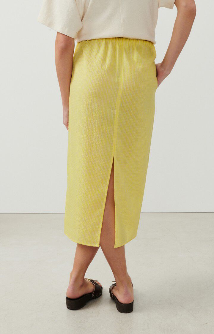 American Vintage Jupe Femme Pykoboo - VICHY JAUNE FLUO Midi Jaune - E24