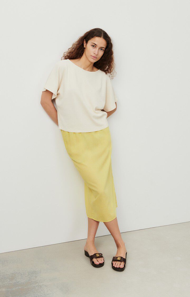 American Vintage Jupe Femme Pykoboo - VICHY JAUNE FLUO Midi Jaune - E24
