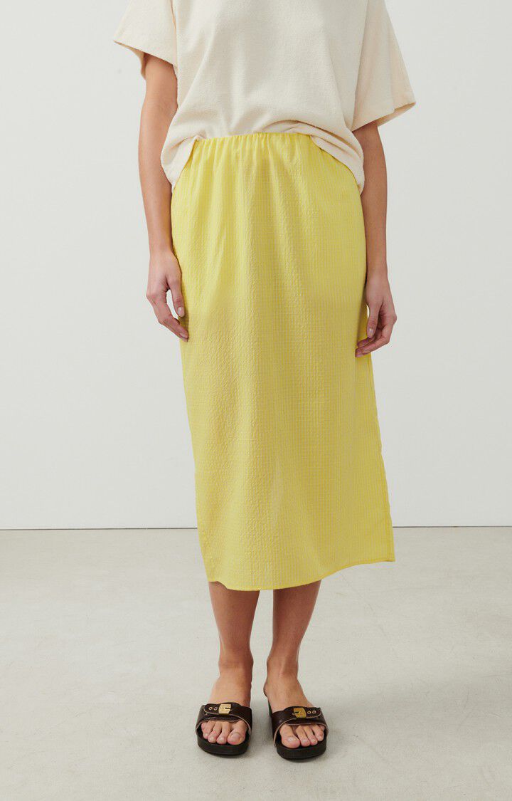 american vintage Jupe femme Pykoboo - VICHY JAUNE FLUO Midi Jaune - E24