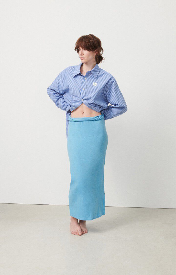 American Vintage Jupe Femme Rakabay - BLEU CIEL Longue Bleu - E24