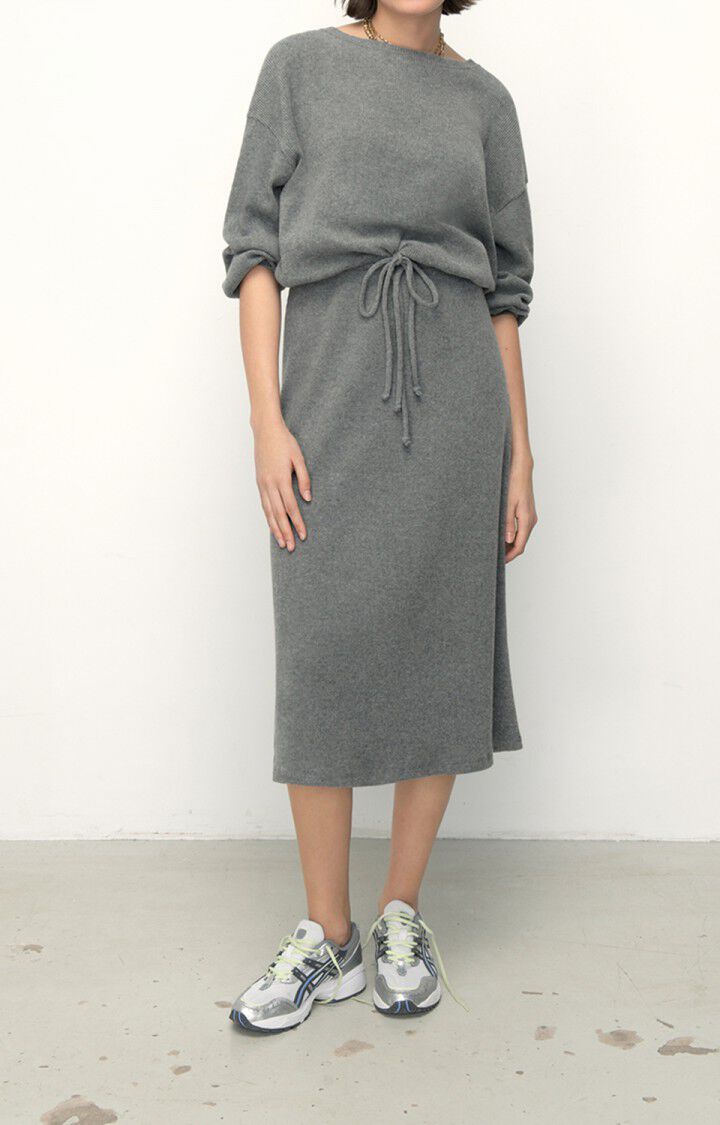 American Vintage Jupe Femme Riricake - ANTHRACITE CHINE Midi Gris - E22
