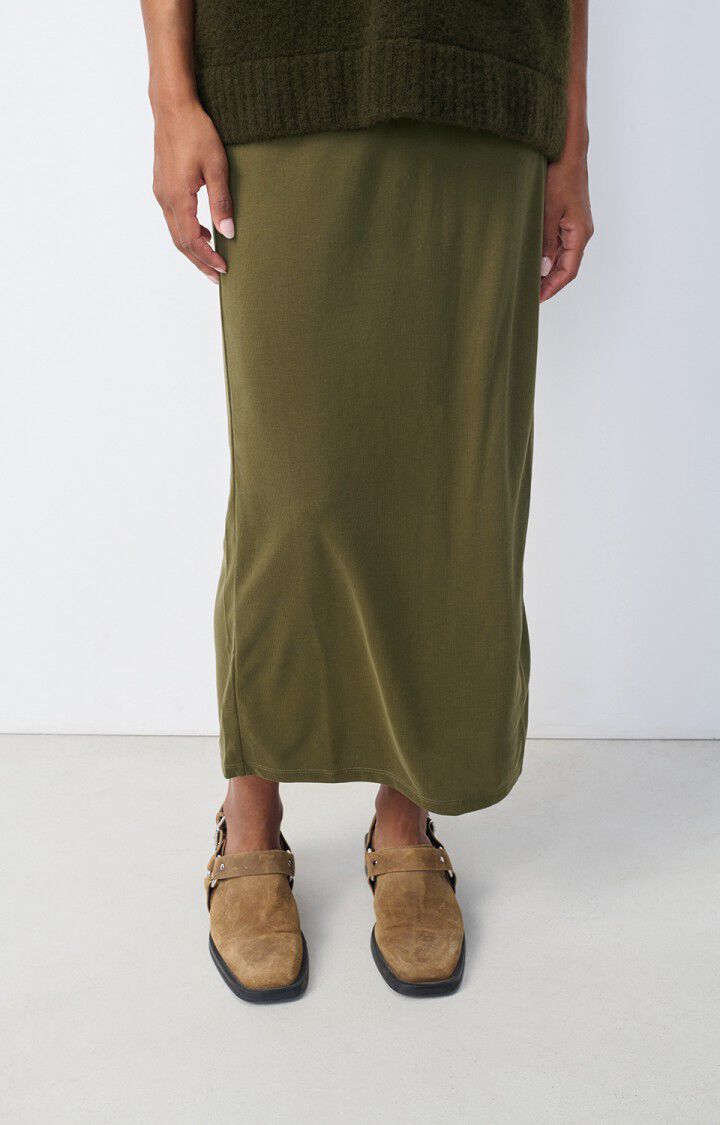 american vintage Jupe femme Rowkow - KAKI Longue Vert - H23