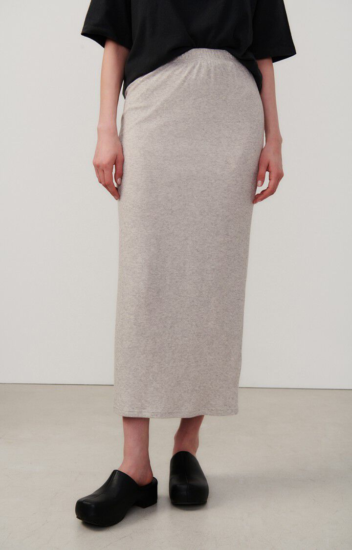 american vintage Jupe femme Ruzy - GRIS CLAIR CHINE Midi Gris - E24