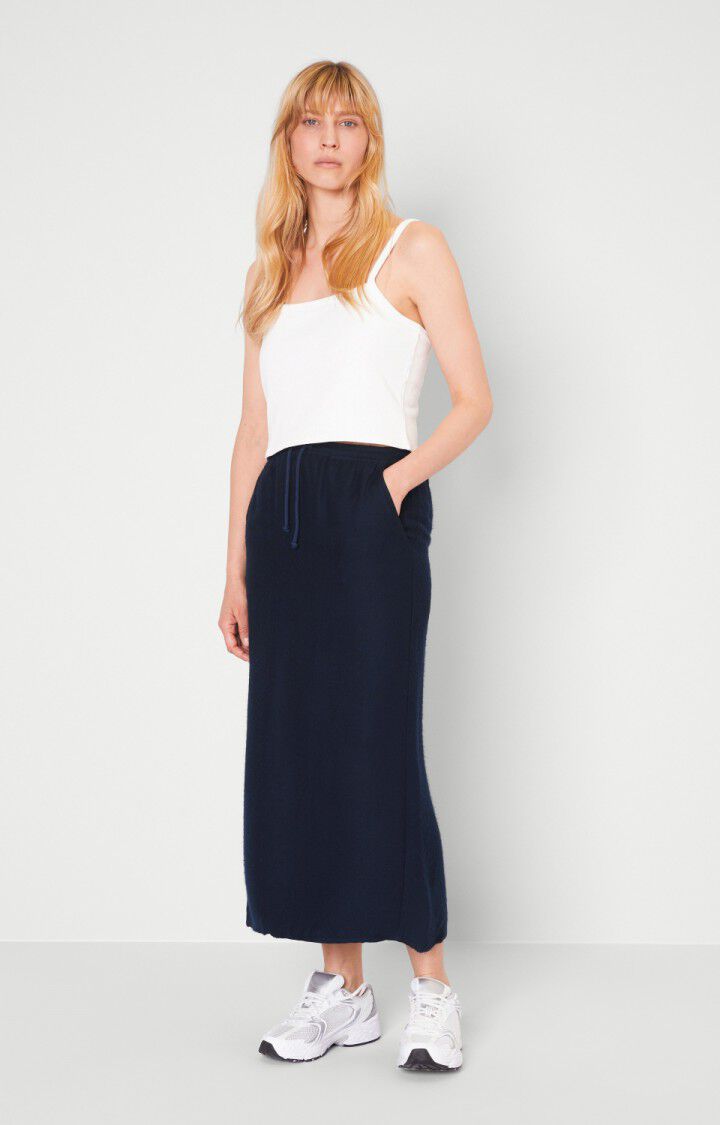 American Vintage Jupe Femme Vimbow - NAVY CHINE Midi Bleu - H20